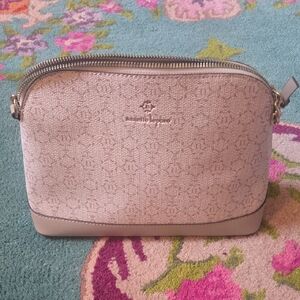 Beige Textured Crossbody Bag